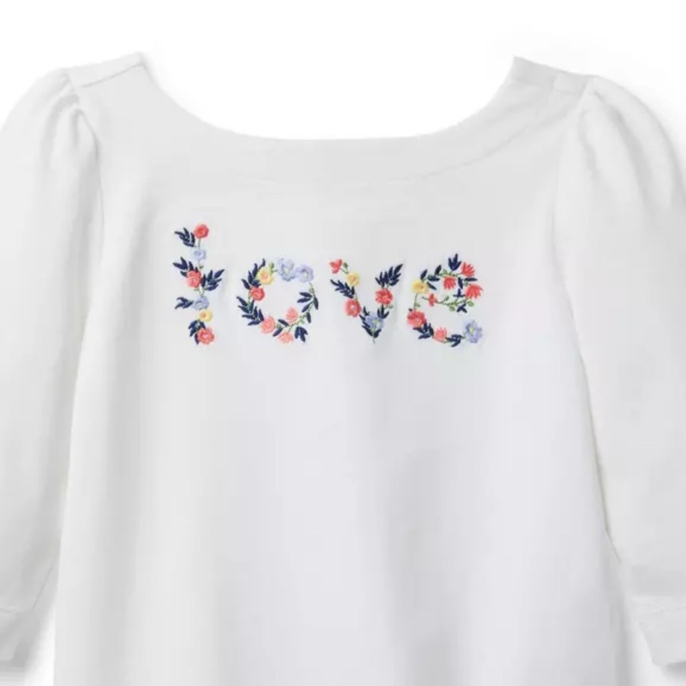Janie and Jack Three Quarter Sleeve Tee with Floral Love Design